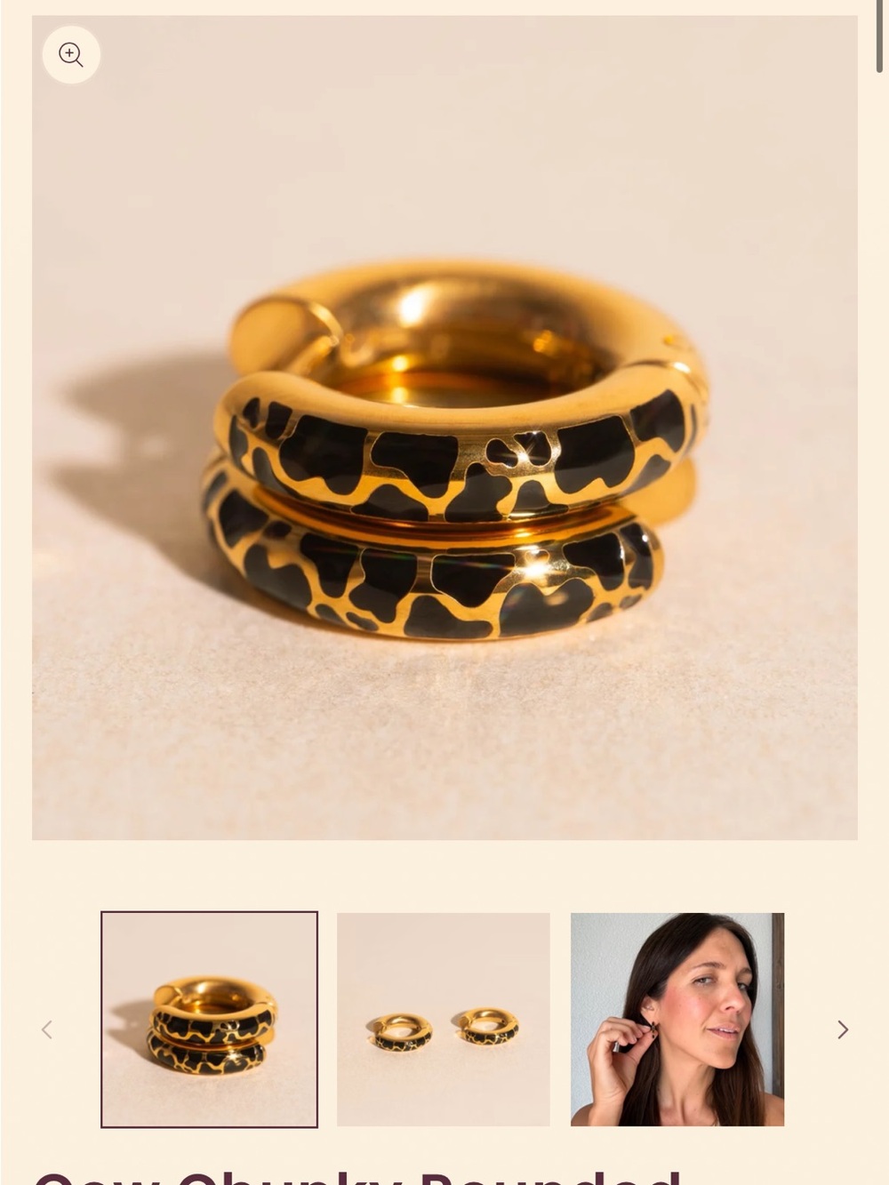 Gold and Black Cow Print Hoop Earrings - Women Jewelry